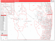 West Palm Beach-Boca Raton Metro Area Wall Map Red Line Style